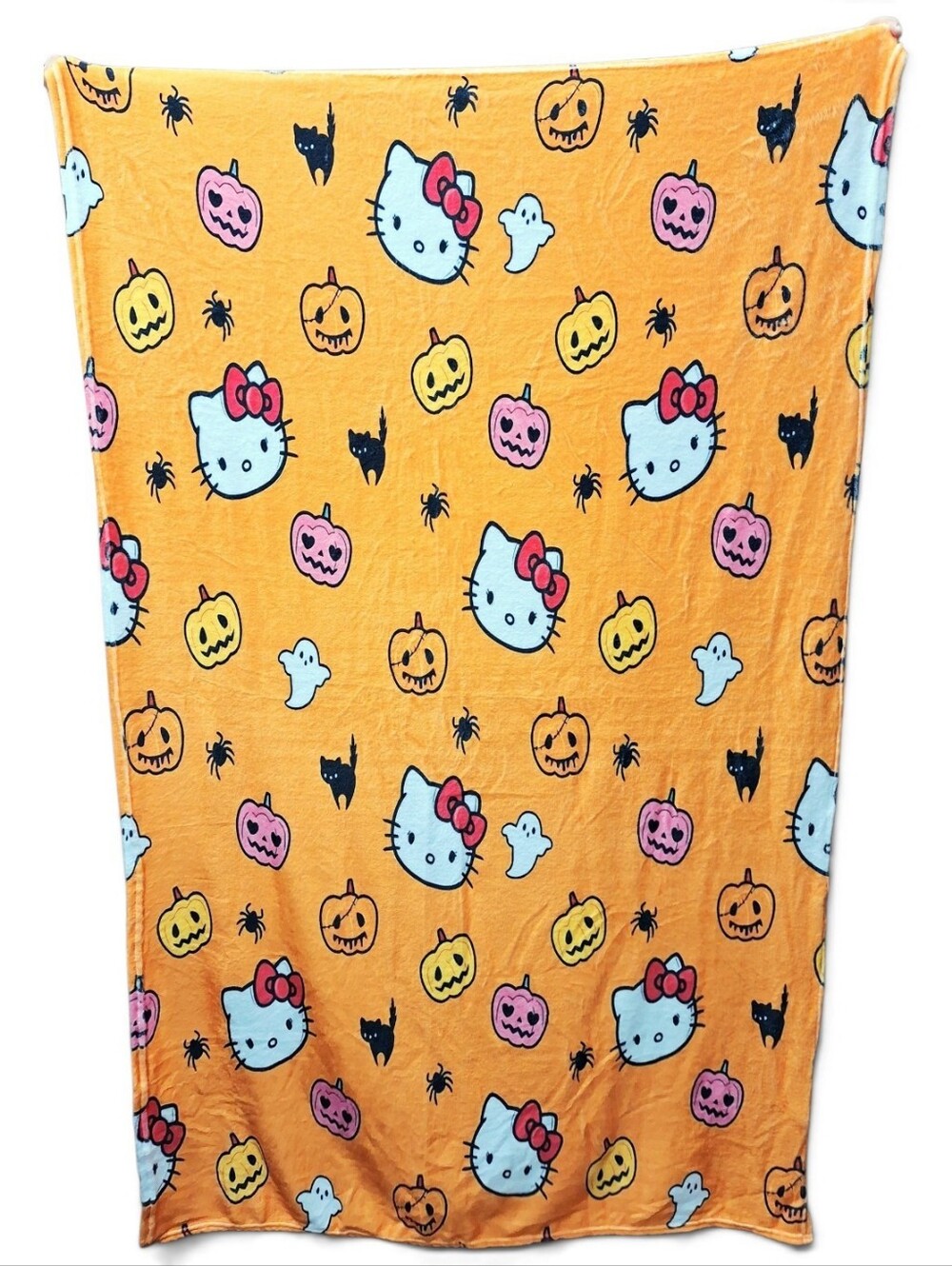Hello Kitty Halloween Orange & Pink Pumpkins Plush Blanket